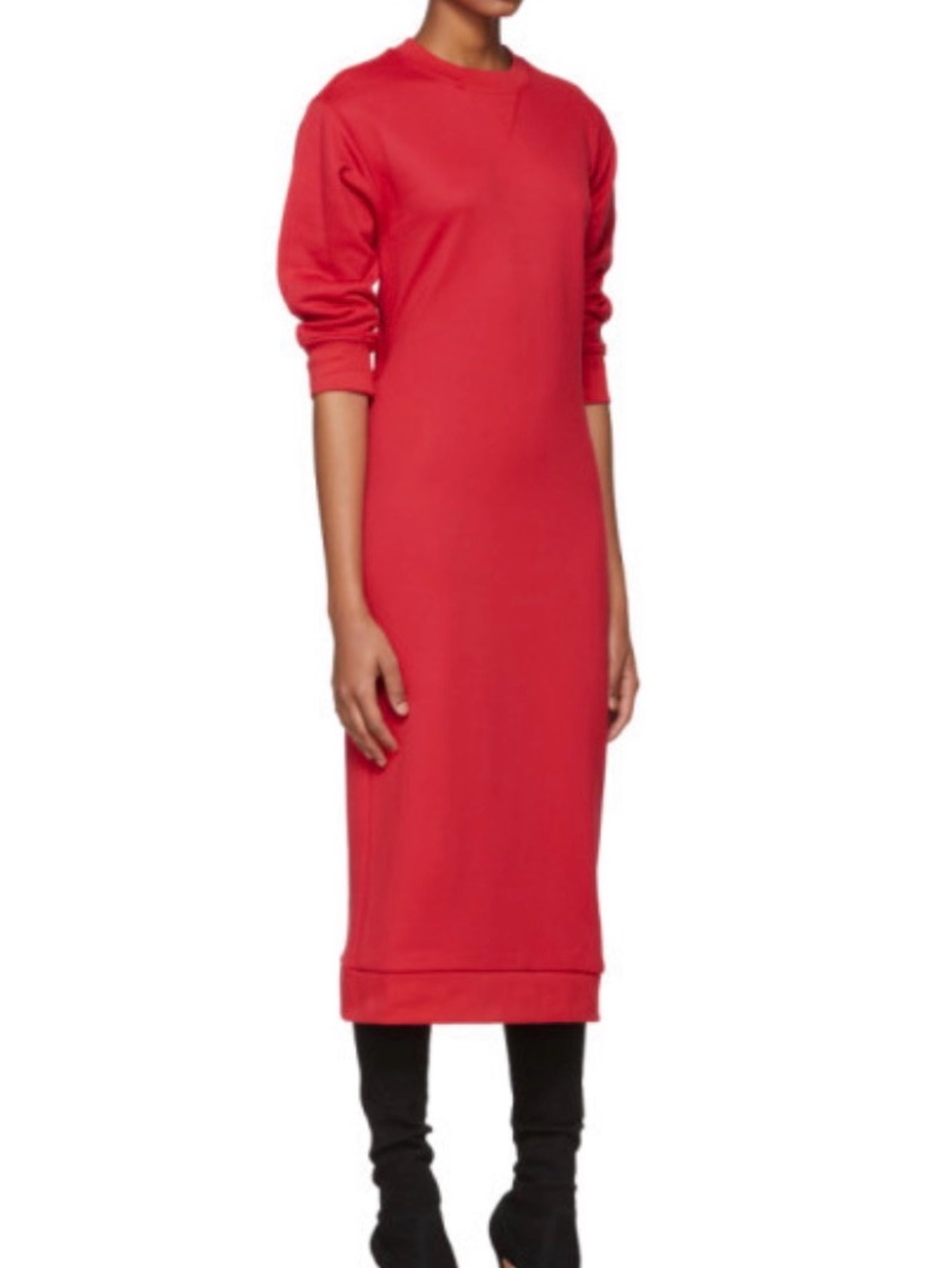 Tibi Red Long-Sleeve open back Midi Sweatshirt Dress M
